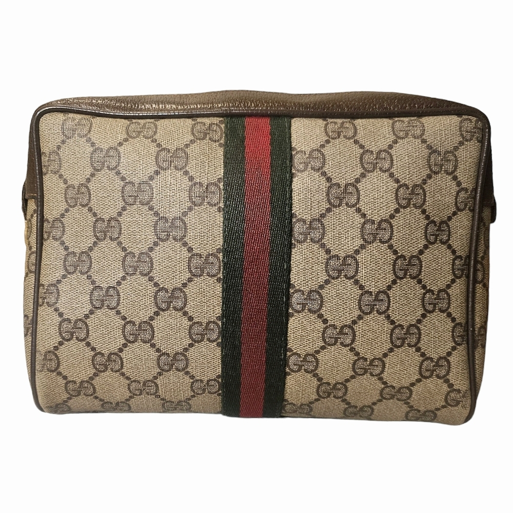 Vintage Gucci Sherry Line Beige and Brown Monogram Bag